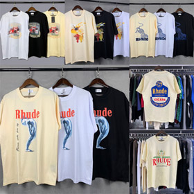 Rhude loose-fitting printed crew neck short-sleeved cotton T-shirt-5222  