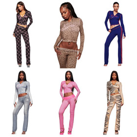 I.AM.GIA Printed Zip-Up Hoodie and Cropped Jacket Set-6746  
